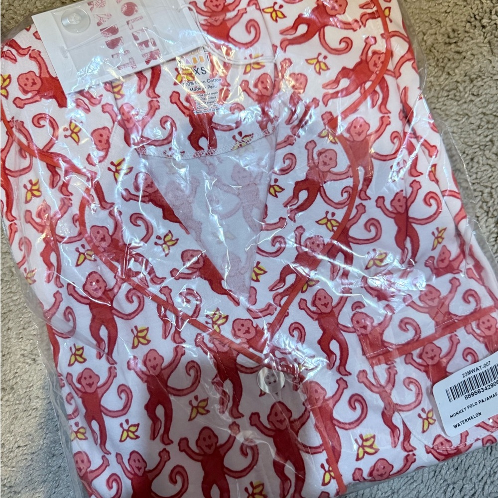 Roller Rabbit Red Monkey Print Pajamas - Picture 3 of 4